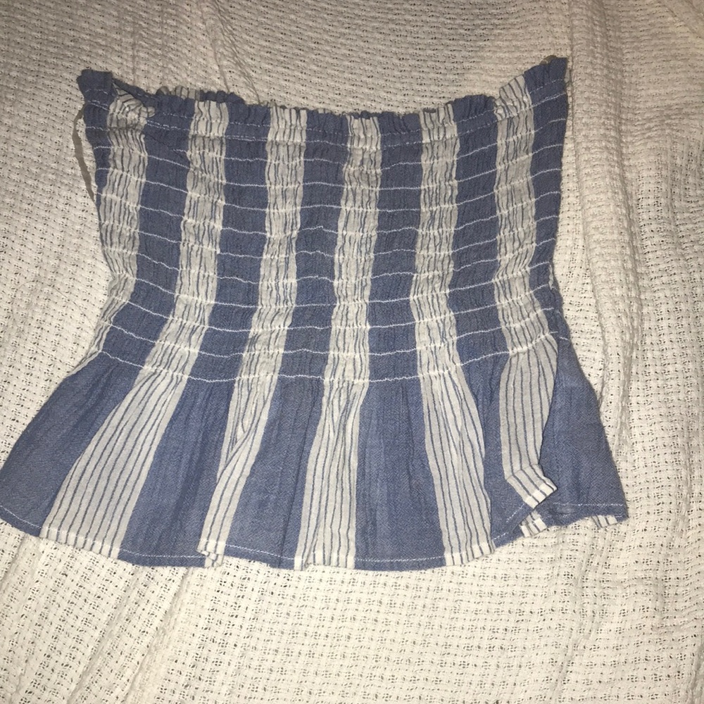Blue and white Striped tube top